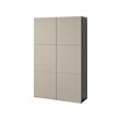 BESTÅ - Storage combination with doors, black-brown/Lappviken light grey-beige, 120x42x193 cm