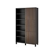 BESTÅ - Storage combination with doors, black-brown Björköviken/brown stained oak veneer, 120x42x202 cm