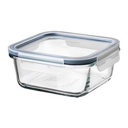 IKEA 365+ - Food container with lid, square glass/plastic, 600 ml