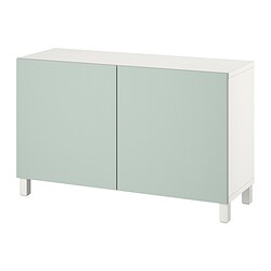 BESTÅ - Kombinasi penyimpanan dengan pintu, putih/Hjortviken/Stubbarp abu-abu-hijau pudar, 120x42x74 cm
