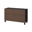 BESTÅ - Kombinasi penyimpanan dg pintu/laci, hitam-cokelat Björköviken/Stubbarp/cokelat veneer kayu oak diwarnai, 120x42x74 cm