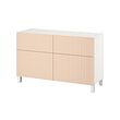 BESTÅ - Kombinasi penyimpanan dg pintu/laci, putih/Björköviken/Stubbarp veneer kayu birch, 120x42x74 cm