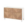 BESTÅ - Kombinasi penyimpanan dg pintu/laci, putih/Hedeviken/Stubbarp veneer kayu oak, 120x42x74 cm