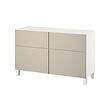 BESTÅ - Kombinasi penyimpanan dg pintu/laci, putih/Lappviken/Stubbarp abu-abu muda-krem, 120x42x74 cm