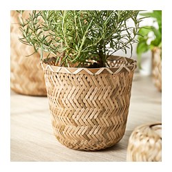 KLYNNON - Plant pot, handmade bamboo, 15 cm