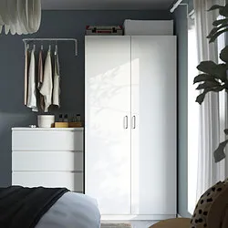 PAX/FORSAND - Lemari pakaian, putih/putih, 100x60x201 cm