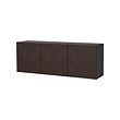 BESTÅ - Wall-mounted cabinet combination, black-brown Hedeviken/dark brown stained oak veneer, 180x42x64 cm