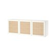 BESTÅ - Wall-mounted cabinet combination, white Studsviken/white woven poplar, 180x42x64 cm
