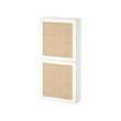 BESTÅ - Wall cabinet with 2 doors, white Studsviken/white woven poplar, 60x22x128 cm
