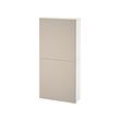 BESTÅ - Wall cabinet with 2 doors, white/Lappviken light grey-beige, 60x22x128 cm