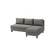ÄLVDALEN - Sofabed 3 dudukan+chaise lounge, Knisa abu-abu krem