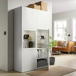 BESTÅ - Kabinet pintu kaca, putih Lappviken/Sindvik kaca bening putih, 120x42x193 cm