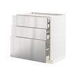 METOD/MAXIMERA - Base cb 3 frnts/2 low/1 md/1 hi drw, white/Vårsta stainless steel, 80x60x80 cm
