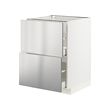 METOD/MAXIMERA - Base cb 2 fronts/2 high drawers, white/Vårsta stainless steel, 60x60x80 cm