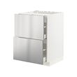 METOD/MAXIMERA - Base cab f hob/2 fronts/2 drawers, white/Vårsta stainless steel, 60x60x80 cm