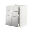 METOD/MAXIMERA - Kbnt dsr u kmpr/3 bgn dpn/3 laci, putih/Vårsta baja tahan karat, 60x60x80 cm