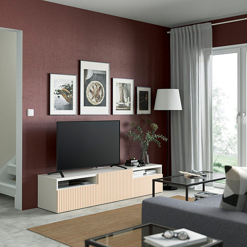 BESTÅ meja TV dengan laci dan pintu