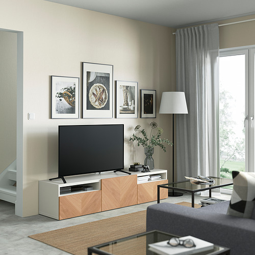 BESTÅ meja TV dengan laci dan pintu