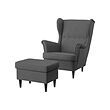 STRANDMON - Armchair and footstool, Nordvalla dark grey