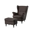 STRANDMON - Armchair and footstool, Grann/Bomstad dark brown