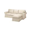 EKTORP - 3-seat sofa with chaise longue, Kilanda light beige