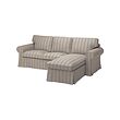 EKTORP - 3-seat sofa with chaise longue, Karlshov beige/multicolour