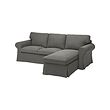 EKTORP - 3-seat sofa with chaise longue, Hakebo dark grey