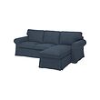 EKTORP - 3-seat sofa with chaise longue, Kilanda dark blue