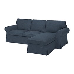 EKTORP - Sarung sofa 3 dudukan+chaise longue, Kilanda biru tua
