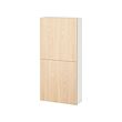 BESTÅ - Wall cabinet with 2 doors, white/Fänrik ash, 60x22x128 cm