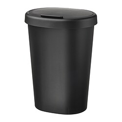 HÖLASS - Tempat sampah dengan penutup, hitam, 8 l