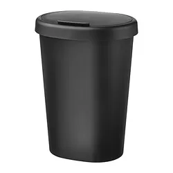 HÖLASS - Tempat sampah dengan penutup, hitam, 8 l