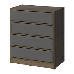 BRUKSVARA - Unit penyimpanan dengan 4 kotak, cokelat/abu-abu tua, 70x80 cm