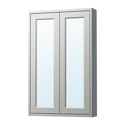 TÄNNFORSEN - Mirror cabinet with doors, light grey, 60x15x95 cm