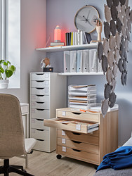 ALEX - Drawer unit on castors, white stained/oak effect, 67x66 cm
