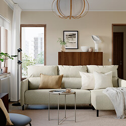 MANNARP - 3-seat sofa with chaise longue, Saxemara black-blue