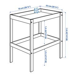 SNIGLAR - Meja ganti popok bayi, kayu beech/putih, 72x53 cm