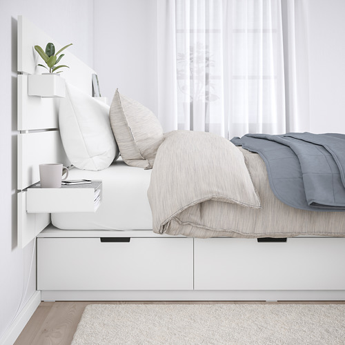 Nordli Bed Frame W Storage And Headboard White 160x200 Cm Ikea Indonesia