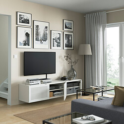 BESTÅ - Meja TV dengan pintu, putih/Mörtviken putih, 180x42x38 cm