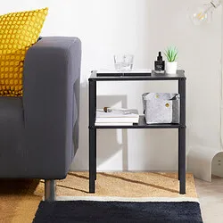 KNARREVIK - Meja samping tempat tidur, hitam, 42x34 cm