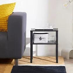 KNARREVIK - Meja samping tempat tidur, hitam, 37x28 cm