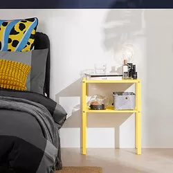 KNARREVIK - Meja samping tempat tidur, kuning cerah, 42x34 cm