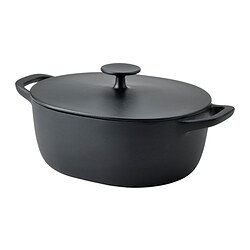 VARDAGEN - Casserole with lid, enamelled cast iron matt/black, 5 l