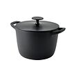 VARDAGEN - Pot with lid, enamelled cast iron matt/black, 5 l