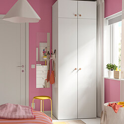 LASTARE - Wardrobe combination, white/with height extension unit, 80x62x236 cm