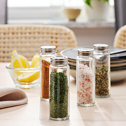CITRONHAJ - Spice jar, clear glass/stainless steel, 10 cl
