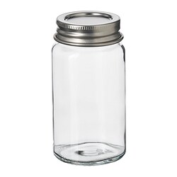 GULDFISK - Spice jar, clear glass/stainless steel, 6 cl