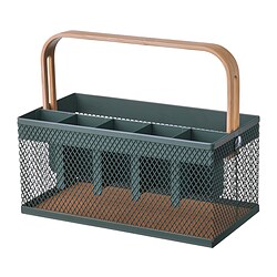 VIMPELFISK - Cutlery holder, bamboo/grey-turquoise