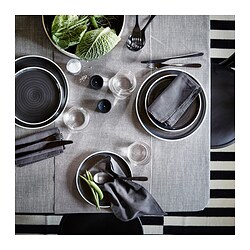 TILLAGD - Peralatan makan, set isi 24, hitam