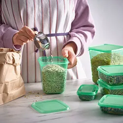 PRUTA - Set wadah makanan+tutup, isi 17, hijau